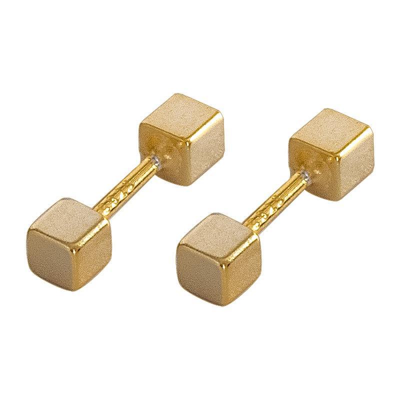 Banyan Tree S925 Silver Square Twist Buckle Earrings for Versatile Daily Wear