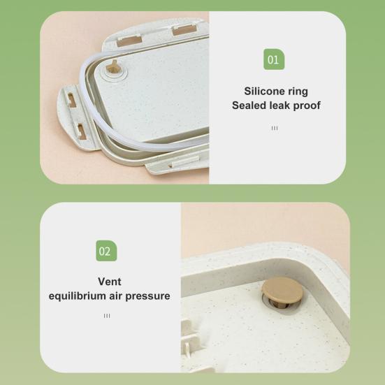 850ML Lunch Box Large Capacity Portable Two Compartments Bento Container with Tableware Office Supply