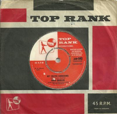 7-дюймовая пластинка КРЕЙГ ДУГЛАС - Эй, Мистер Совесть JAR543 Top Rank Intern 1961 Великобритания Поп Б/У