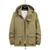 Fashion Spring Jacket Men's Loose Plus Size Autumn Pocket Jacket Can Take Off Outdoor The Hood Work Coat Large Size