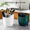 360 Degrees Rotating Knife Holder Multi-Function Utensil Holder Knife Block Flatware Drainer Storage Box Spoon Fork for Kitchen