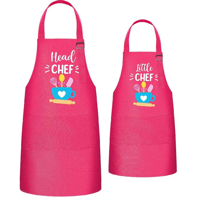 R HORSE 2Pcs Adults Kids Matching Apron Set Mommy and Me Adjustable Kitchen Apron with 2 Pockets Parent and Child Matching Gift for Mother's Day