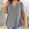 Женская футболка с V-образным вырезом, короткими рукавами и нагрудными карманами, однотонная повседневная свободная футболка для повседневной носки