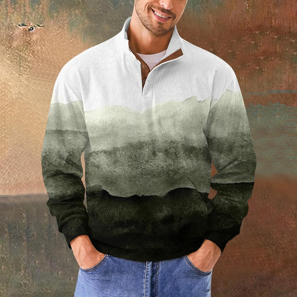 Мужская повседневная толстовка в стиле ретро с градиентным принтом