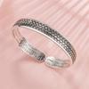 Vintage Silver Sutra Buddhist Scriptures Bangle Women Jewelry Personality Woven Pattern Bangle For Lady Handwear Accessories