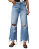 YYFS Women's Fashion Ripped Denim Casual High Waist Trousers Pants & Capris Casual Trousers