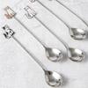 Japanese Korean Style Cat Fish Stainless Steel Spoon Polished Teaspoon Cute Stirring Spoon  Cake