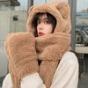 Cute Bear Ear Hat Scarf Gloves Set Winter Women Novelty Caps Warm Casual Plush Hats Casual Solid Fleece Girl Kawaii Accessories