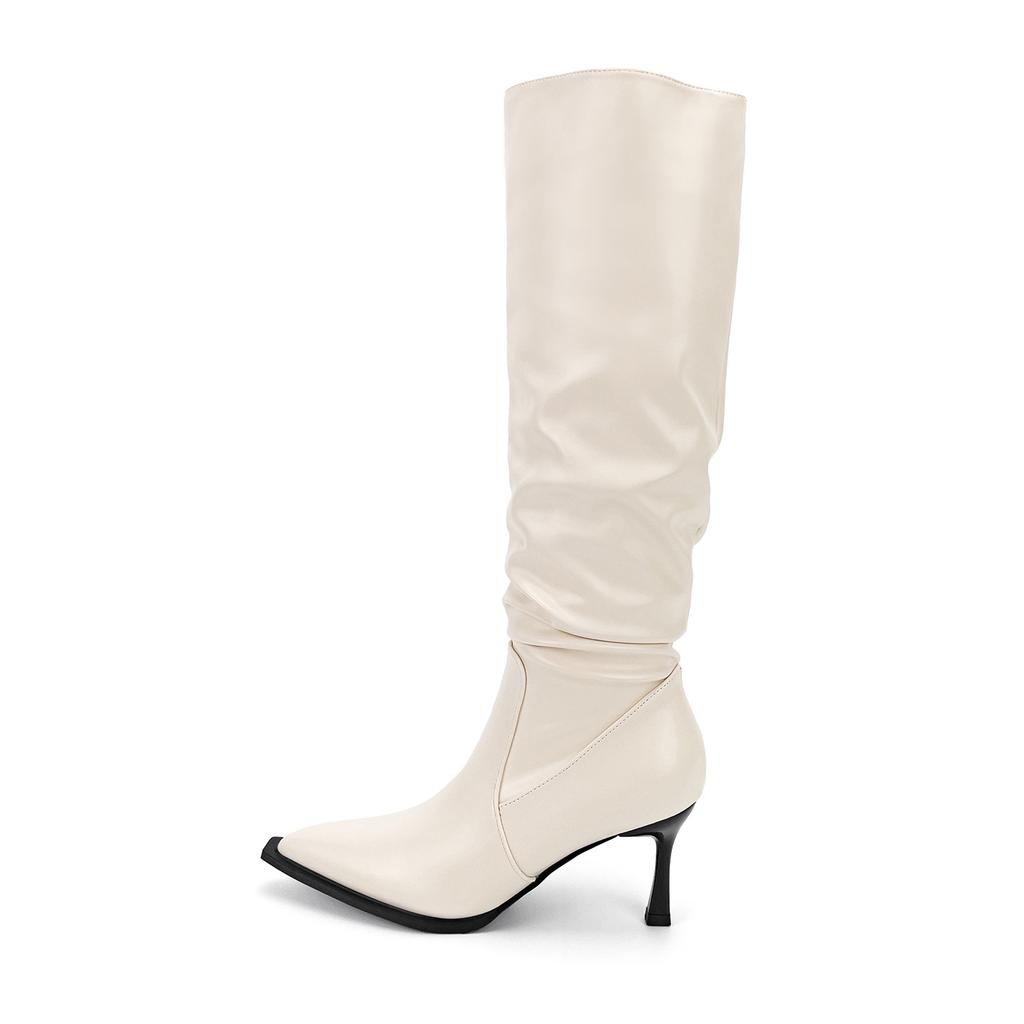 [Фабричное производство товаров] Женские туфли на высоком каблуке, ботильоны-чулки на шпильке, новинка 2025 года, тонкие ботильоны до икры с острым носком