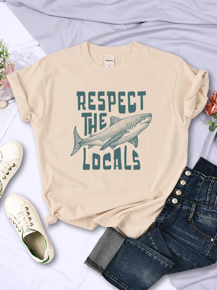 Respect The Locals Shark Новые 3D-принты Женская футболка Одежда Повседневная индивидуальная футболка Уличный хип-хоп короткий рукав Летние женские топы