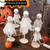 3Pcs Wooden Halloween Ghost Ornaments Rustic Shelf Sitters with Fabric Ghost Figures Farmhouse Tiered Tray Mantel Decorations