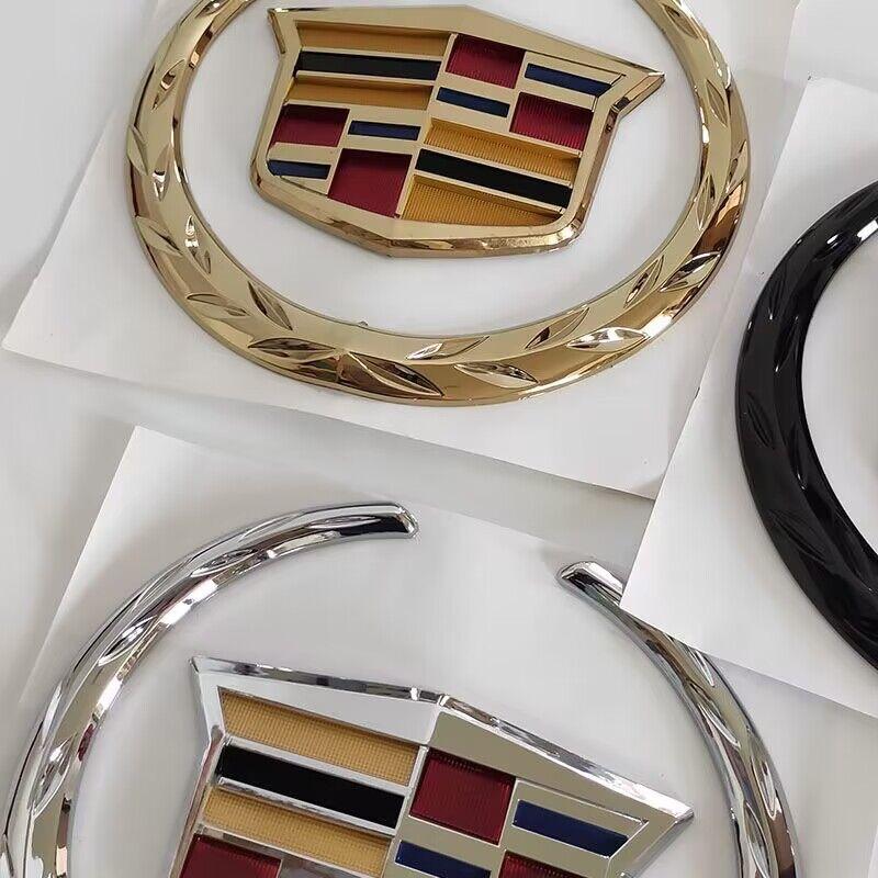 AABHQ1 ABS sliver/black Car Rear Trunk Boot Front Head Grille Badge 3D Logo Emblem for Cadillac SRX ATS XTS Auto Sticker Accessories