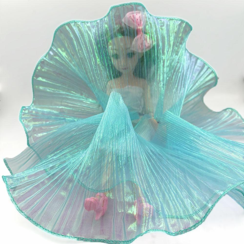 Кружевная отделка Ткань органза Русалка С оборками Прозрачная Переливающаяся Лазерная плиссировка для пэчворка Юбки Свадебное шитье Костюмная фурнитура
