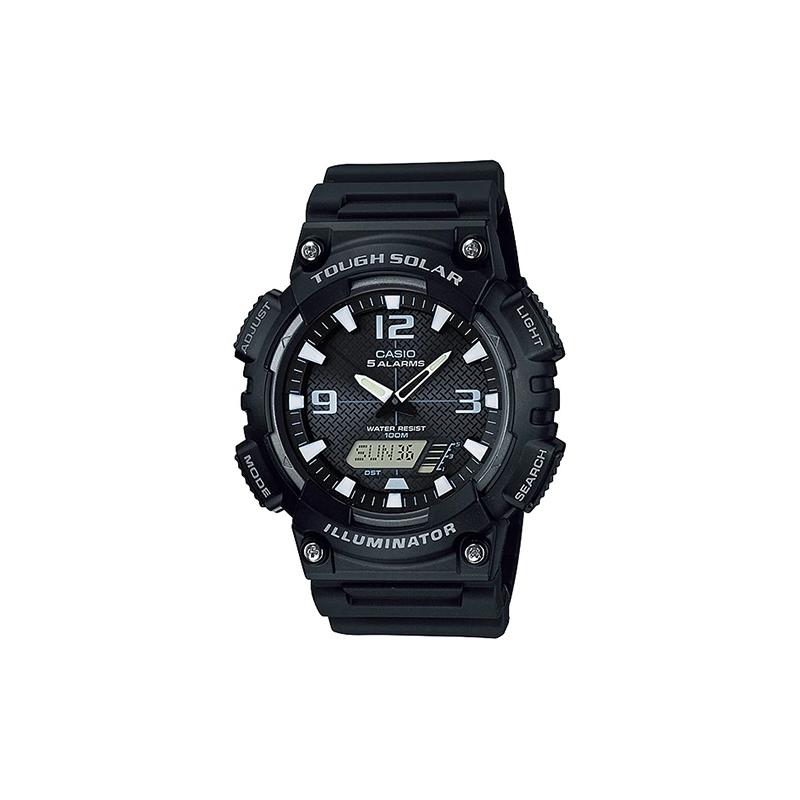 Casio Серия YOUTH-Дисковый Двойной Дисплей Tough Solar Спортивные Водонепроницаемые Отображение Даты Кварцевый Механизм Ремешок из Смолы Японские и Корейские Часы Мужские AQ-S810W-1