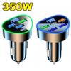 Автомобильное зарядное устройство 350 Вт USB Type C Сверхбыстрая зарядка в автомобиле со светодиодным монитором напряжения для iPhone Samsung Huawei Oneplus Vivo Oppo