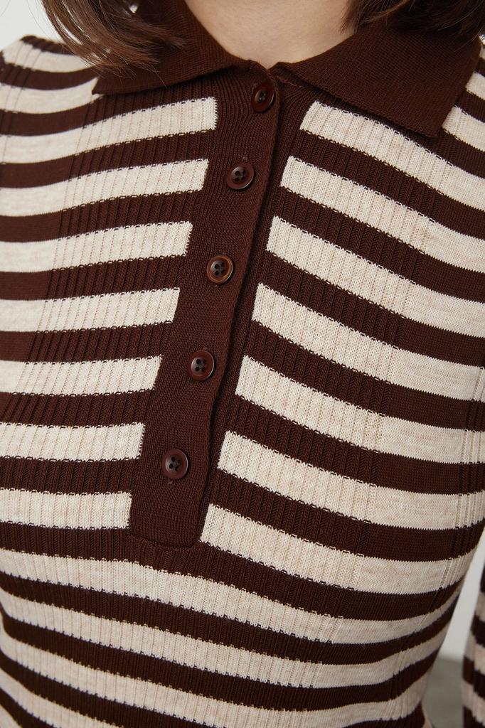 Женский модный стильный свитер, черный свитер с воротником поло, базовый полосатый трикотаж, свитер