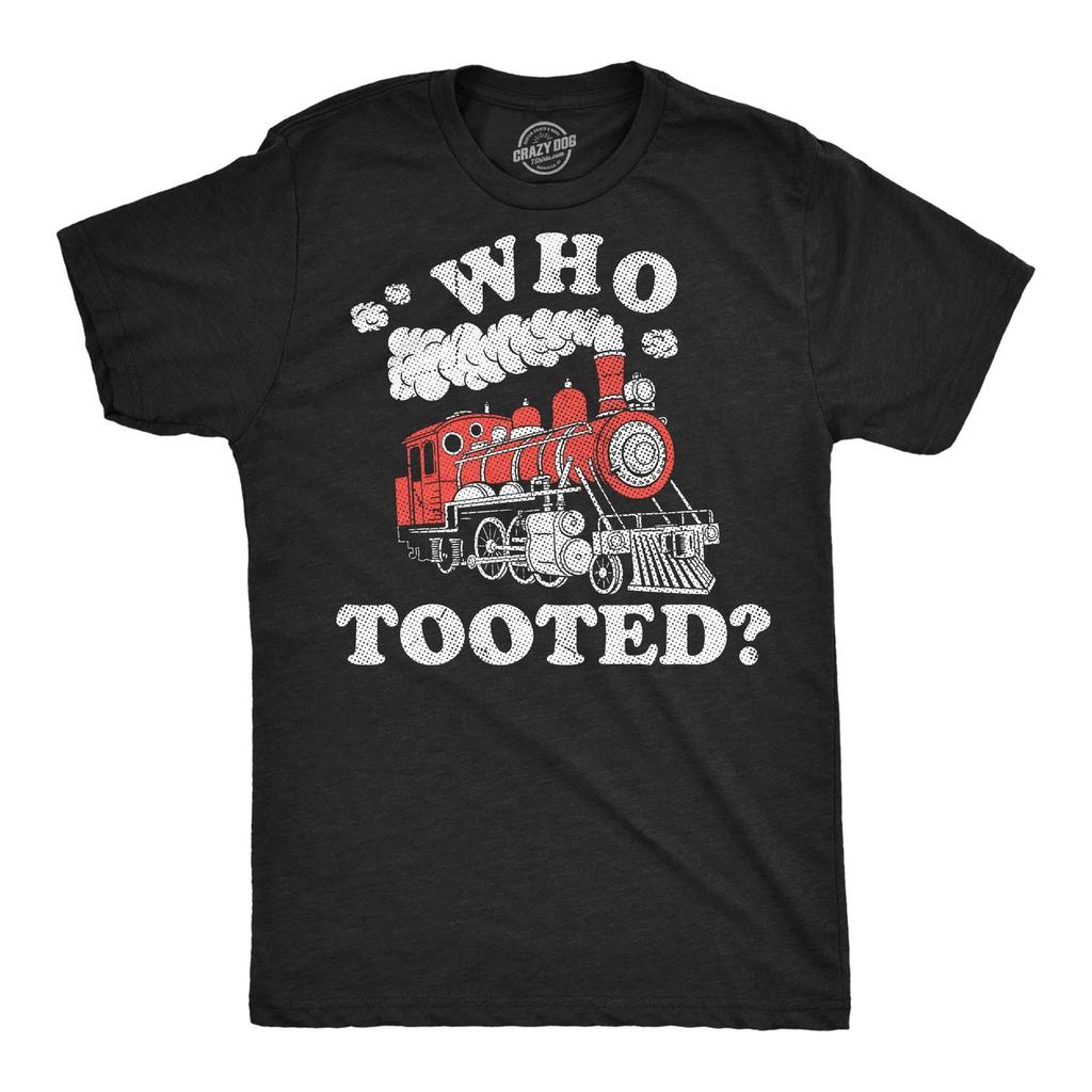 Mens Funny T Shirts Who Tooted Sarcastic Train Fart Joke Tee For Men