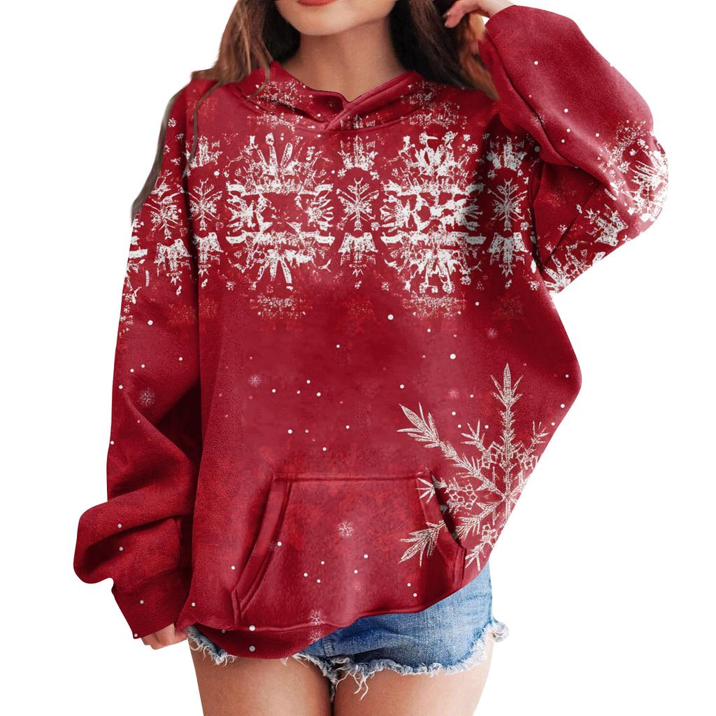 Sweatshirts For Teen Girls Hoodies Long Sleeve Drawstring Pullover Cute Oversized Hoodie Christmas Day