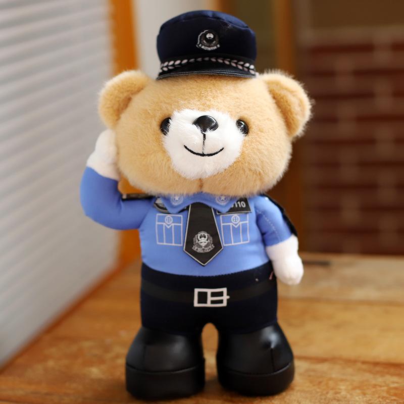 Salute Police Bear Doll Teddy Bear Traffic Police Plush Toy SWAT Panda Doll Public Security Riding Doll