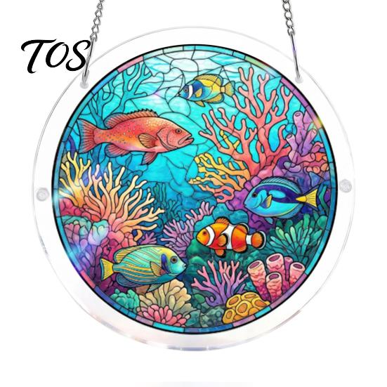 Stained Glass Effect Ornament Acrylic Puzzle Suncatcher, Colorful Window Hanging Ornament, 7.87 Inch Sun Decorative Pendant Catcher Decoration, Ideal