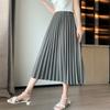 Pleated Large Swing A Word Umbrella Skirt Long Skirt Spring Summer Elastic High Waist High Temperature Pleated Retro Thin Middle Length Bustier Skirt