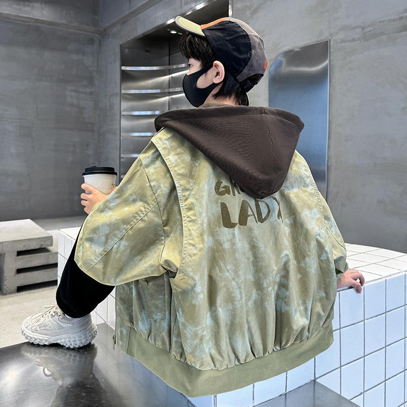 Boys Fake Two Coats Spring and Autumn Children Handsome Jacket