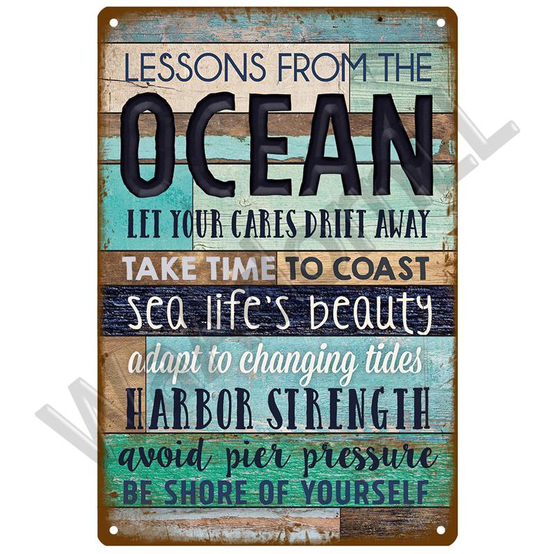 Пляжная жестяная табличка, металлическая табличка, винтажная летняя металлическая настенная табличка, пляжный декор для пляжного бара, пляжного домика, приморская декоративная тарелка