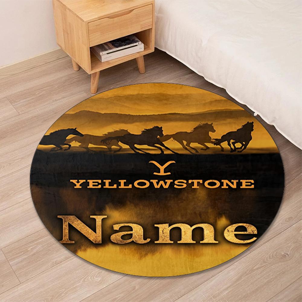 Custom Name Yellowstone Printed Round Rug Carpet Chair Rug Area Rug Entryway Doormats,for Office Chair Living Room Bedroom Kitchen Room.