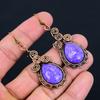 Wonderful Charoite Gemstone Handmade Pure Copper Wire Wrapped Earrings Jewelry