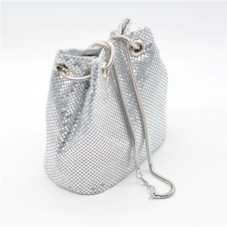 Fashion One-shoulder Messenger Bucket Bag Silver Sequined Bucket Evening Bag Women crossbody purses and handbags luxury designer