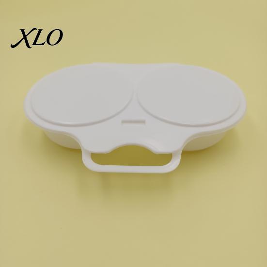 Heat Resistant Egg Poacher Dual Cavity with Lid & Handle, Quick-Heat Microwave Safe Kitchen Gadget for Eggs Cooker 2 Eggs, Quick Oil-Free Cooking,