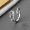Xiaomi 925 Sterling Silver Open Ring For Women INS Niche Irregular Wave Sand Surface Wide Noodle Original Party Birthday Gift