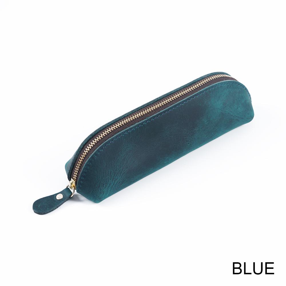 Vintage Zipper Leather Pencil Case Perfect Size Storage for Men & Women Stationery & Makeup Utensils