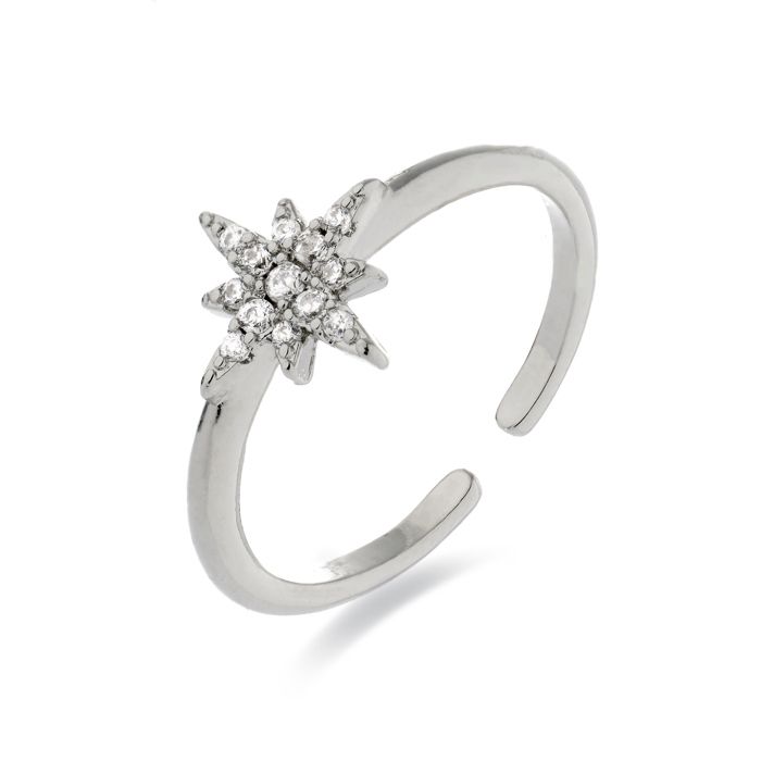 Bague - LUXENTER - Kimsel - Zircone brillante - Finition rhodium - Largeur 9,5 mm