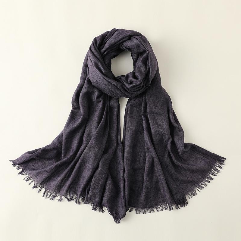 Solid Color Cotton Linen Scarf for Women Lady Literature Anti-sunburn Long Tassel Scarves Autumn Soft Gauze Wrap Shawls New