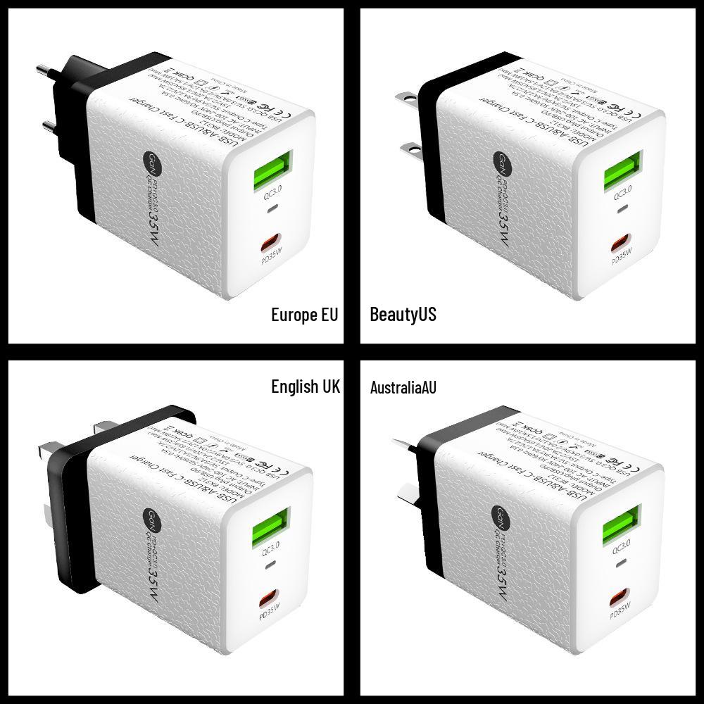 Gallium Nitride Super Fast Charger QC3.0+PD35W EU/UK/AU Plug
