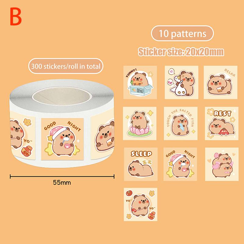 300 шт./рулон наклейки капибара милые водонепроницаемые граффити эстетические декоративные чемодан ноутбук чашка телефон дневник детские наклейки игрушка