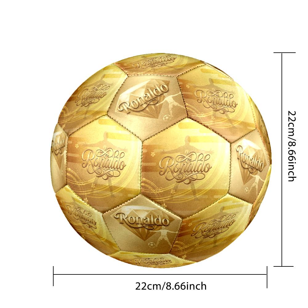 Мраморный мяч Ronaldo's Golden Name, размер 5, машинная строчка, для тренировок и матчей в помещении/на улице, уникальный подарок для любителей футбола, на день рождения/Рождество/свадьбу