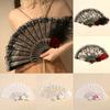 1PC Lace Flower Royal Palace-Style Party Photo Prop Retro Handheld Fan Lightweight Lolita Gothic Fan Fake Rose Decor