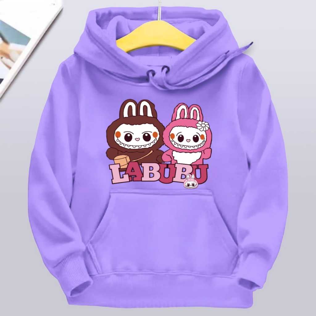 Модные детские худи с принтом Labubu, повседневные трендовые топы для мальчиков и девочек