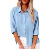 Women's Autumn Long Sleeve Button Solid Color Loose Shirt Casual Large Size Shirt