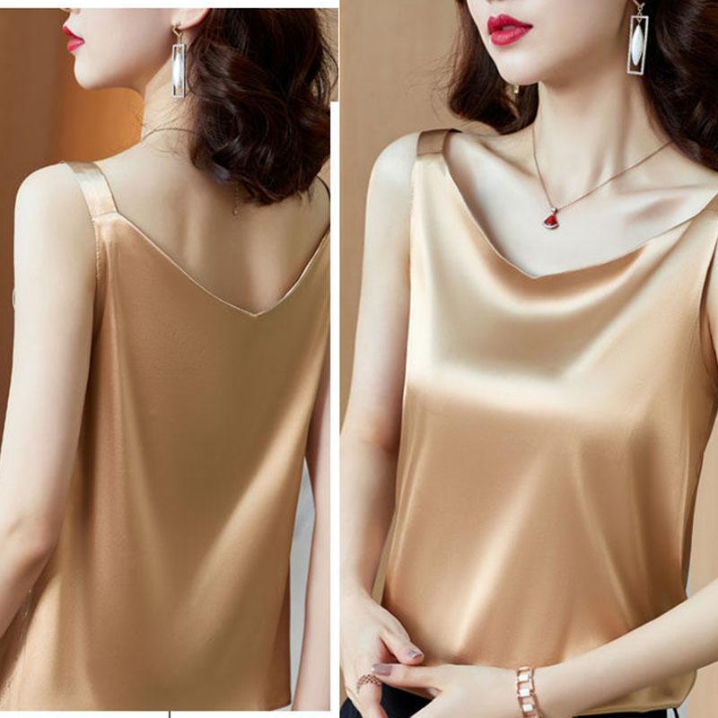 Летний жилет слинг женский внутри белая черная рубашка атласный топ