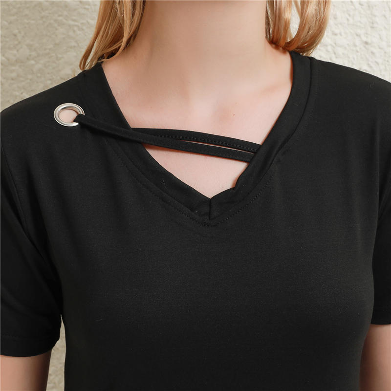 Женская футболка свободного кроя с V-образным вырезом в корейском стиле, повседневная, удобная, оверсайз, топы