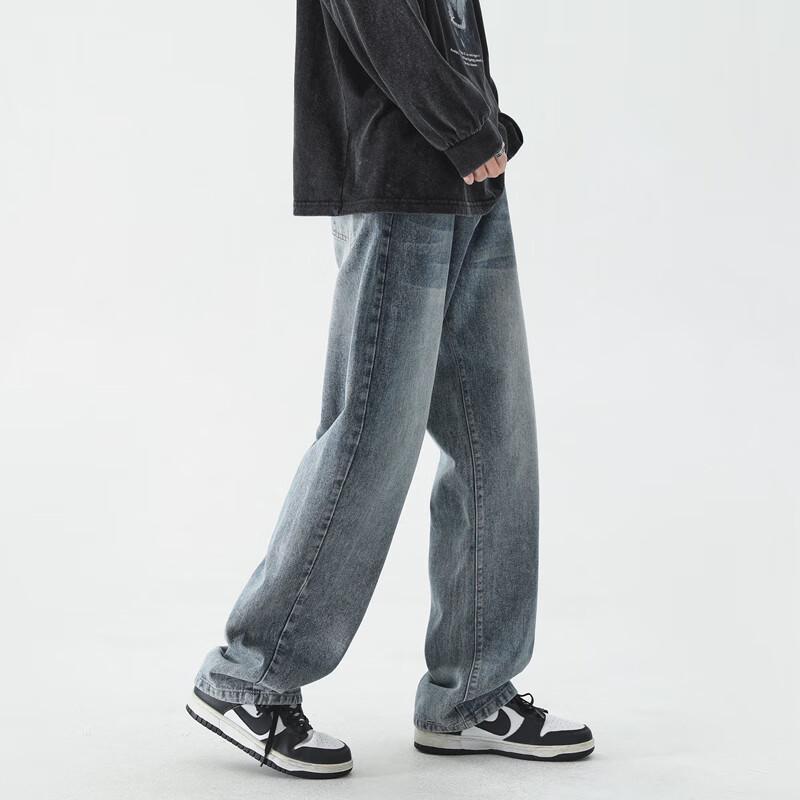 Dingfengbaoluo Мужские американские джинсы из денима в стиле хай-стрит