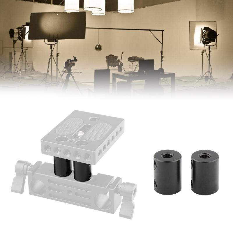 Pack of 2 Mounting Spacers Adjustable Aluminum Alloy 15mm Mini Tubes for Camera Height Adjustment with 1/4-20 Threads