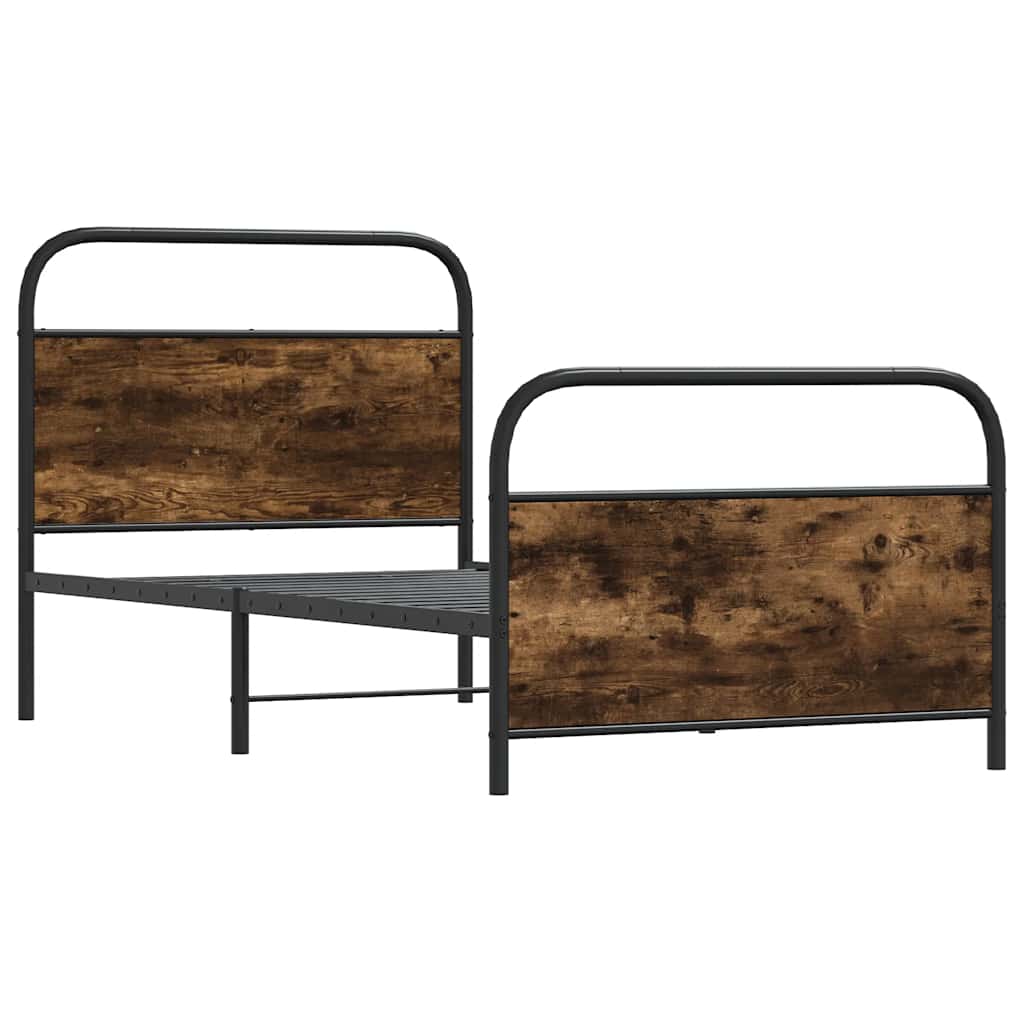 vidaXL Bettgestell ohne Matratze 100x190 cm Räuchereiche Holzwerkstoff