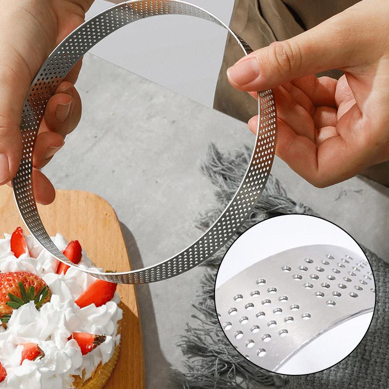 Steel Perforated Muffin RingsCake Mold Heat-Resistant Perforated Cake Mousse Mold Cookies Cutter Pastry Quiche Mold