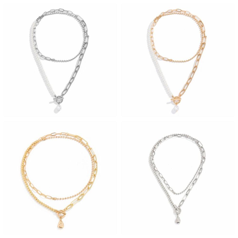 Retro Long Ball Chain Alloy Necklace Fashion Stacked Necklace Decoration Women