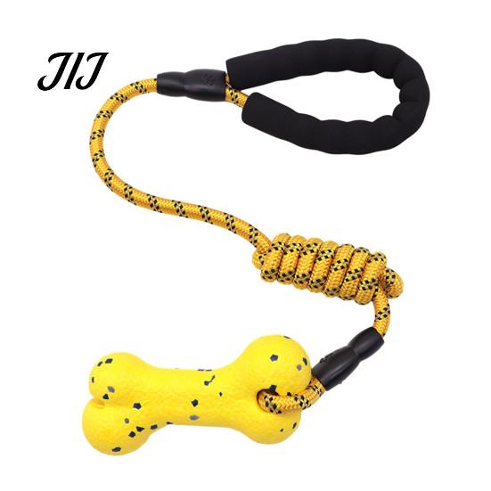 Aggressive Chewer Bone Toys ETPU Dog Chew Toy, with Braided Rope, Foam Handle, Interactive Tug Toy Rope of War Pet Teeth Cleaning for Medium
