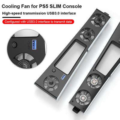 Бесшумный улучшенный охлаждающий вентилятор для тонкой консоли PS5(Цифровой/Диск) с эффективной системой охлаждения порта USB 3.0 для Playstation 5 Slim